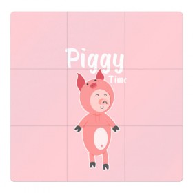 Магнитный плакат 3Х3 с принтом Piggy Time в Санкт-Петербурге, Полимерный материал с магнитным слоем | 9 деталей размером 9*9 см | 2019 | merry christmas | new year | год свиньи | зима | новый год | поросенок | праздник | рождество | свинка | свинья