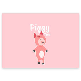 Поздравительная открытка с принтом Piggy Time в Санкт-Петербурге, 100% бумага | плотность бумаги 280 г/м2, матовая, на обратной стороне линовка и место для марки
 | 2019 | merry christmas | new year | год свиньи | зима | новый год | поросенок | праздник | рождество | свинка | свинья