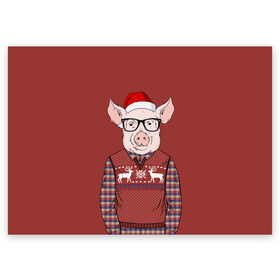 Поздравительная открытка с принтом New Year Pig в Санкт-Петербурге, 100% бумага | плотность бумаги 280 г/м2, матовая, на обратной стороне линовка и место для марки
 | 2019 | merry christmas | new year | год свиньи | зима | новый год | поросенок | праздник | рождество | свинка | свинья