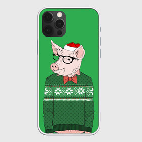 Чехол для iPhone 12 Pro Max с принтом New Year Hipster Pig в Санкт-Петербурге, Силикон |  | Тематика изображения на принте: 2019 | merry christmas | new year | год свиньи | зима | новый год | поросенок | праздник | рождество | свинка | свинья