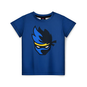 Детская футболка 3D с принтом Ninja streamer в Санкт-Петербурге, 100% гипоаллергенный полиэфир | прямой крой, круглый вырез горловины, длина до линии бедер, чуть спущенное плечо, ткань немного тянется | fortnite | ninja | streamer | twitch | tyler blevins