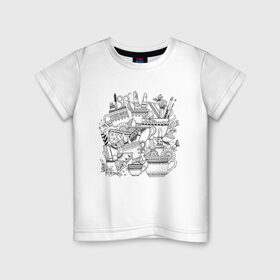 Детская футболка хлопок с принтом Раскраска по ткани в Санкт-Петербурге, 100% хлопок | круглый вырез горловины, полуприлегающий силуэт, длина до линии бедер | 