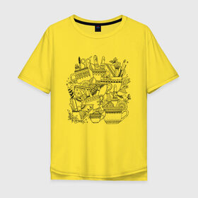 Мужская футболка хлопок Oversize с принтом Раскраска по ткани в Санкт-Петербурге, 100% хлопок | свободный крой, круглый ворот, “спинка” длиннее передней части | 