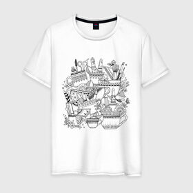 Мужская футболка хлопок с принтом Раскраска по ткани в Санкт-Петербурге, 100% хлопок | прямой крой, круглый вырез горловины, длина до линии бедер, слегка спущенное плечо. | 