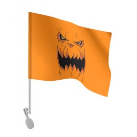Флаг для автомобиля с принтом Halloween в Санкт-Петербурге, 100% полиэстер | Размер: 30*21 см | halloween | orange | pumpkin | scary | оранжевая | страшная | тыква | ужас | хэллоуин