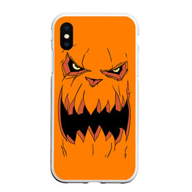 Чехол для iPhone XS Max матовый с принтом Halloween в Санкт-Петербурге, Силикон | Область печати: задняя сторона чехла, без боковых панелей | halloween | orange | pumpkin | scary | оранжевая | страшная | тыква | ужас | хэллоуин