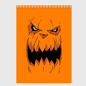 Скетчбук с принтом Halloween в Санкт-Петербурге, 100% бумага
 | 48 листов, плотность листов — 100 г/м2, плотность картонной обложки — 250 г/м2. Листы скреплены сверху удобной пружинной спиралью | halloween | orange | pumpkin | scary | оранжевая | страшная | тыква | ужас | хэллоуин