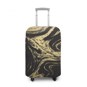 Чехол для чемодана 3D с принтом Золотые реки в Санкт-Петербурге, 86% полиэфир, 14% спандекс | двустороннее нанесение принта, прорези для ручек и колес | абстракция | золото | иллюзия | линии | река