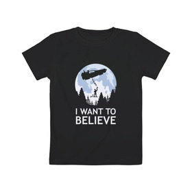 Детская футболка хлопок с принтом I Want To Believe в Санкт-Петербурге, 100% хлопок | круглый вырез горловины, полуприлегающий силуэт, длина до линии бедер | док | макфлай | марти | машина времени | я хочу верить