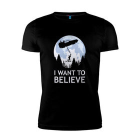 Мужская футболка премиум с принтом I Want To Believe в Санкт-Петербурге, 92% хлопок, 8% лайкра | приталенный силуэт, круглый вырез ворота, длина до линии бедра, короткий рукав | док | макфлай | марти | машина времени | я хочу верить