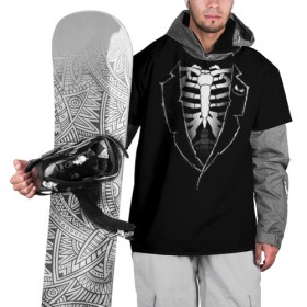 Накидка на куртку 3D с принтом Скелет в Санкт-Петербурге, 100% полиэстер |  | deadman | death | halloween | ribs | skeleton | мертвец | ребра | скелет | хеллоуин | хэллоуин