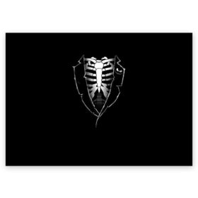 Поздравительная открытка с принтом Скелет в Санкт-Петербурге, 100% бумага | плотность бумаги 280 г/м2, матовая, на обратной стороне линовка и место для марки
 | deadman | death | halloween | ribs | skeleton | мертвец | ребра | скелет | хеллоуин | хэллоуин