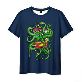 Мужская футболка 3D с принтом Ктулху в Санкт-Петербурге, 100% полиэфир | прямой крой, круглый вырез горловины, длина до линии бедер | call | cthulhu | howard | kraken | lovecraft | octopus | tentacles | говард | зов | кракен | ктулху | лавкрафт | осьминог | щупальца
