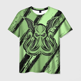 Мужская футболка 3D с принтом Ктулху в Санкт-Петербурге, 100% полиэфир | прямой крой, круглый вырез горловины, длина до линии бедер | cthulhu | божество | кракен | лавкрафт | миф | монстр | океан | чудовище