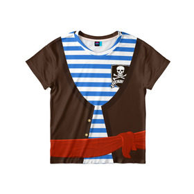 Детская футболка 3D с принтом Костюм пирата в Санкт-Петербурге, 100% гипоаллергенный полиэфир | прямой крой, круглый вырез горловины, длина до линии бедер, чуть спущенное плечо, ткань немного тянется | Тематика изображения на принте: детские костюмы | костюм на новый год | праздник | утренник