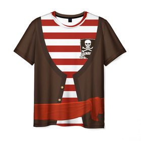 Мужская футболка 3D с принтом Костюм пирата в красную полоску в Санкт-Петербурге, 100% полиэфир | прямой крой, круглый вырез горловины, длина до линии бедер | детские костюмы | костюм на новый год | праздник | утренник