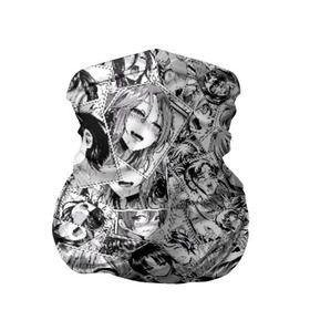 Бандана-труба 3D с принтом Manga ahegao в Санкт-Петербурге, 100% полиэстер, ткань с особыми свойствами — Activecool | плотность 150‒180 г/м2; хорошо тянется, но сохраняет форму | Тематика изображения на принте: ahegao | manga | ахегао | комиксы | лицо | манга | паттрен | чернобелый | эмоции