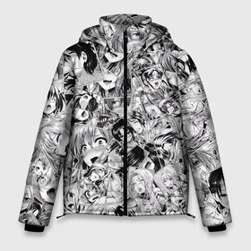Мужская зимняя куртка 3D с принтом Manga ahegao в Санкт-Петербурге, верх — 100% полиэстер; подкладка — 100% полиэстер; утеплитель — 100% полиэстер | длина ниже бедра, свободный силуэт Оверсайз. Есть воротник-стойка, отстегивающийся капюшон и ветрозащитная планка. 

Боковые карманы с листочкой на кнопках и внутренний карман на молнии. | ahegao | manga | ахегао | комиксы | лицо | манга | паттрен | чернобелый | эмоции