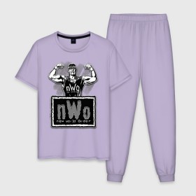 Мужская пижама хлопок с принтом Халк Хоган NWO в Санкт-Петербурге, 100% хлопок | брюки и футболка прямого кроя, без карманов, на брюках мягкая резинка на поясе и по низу штанин
 | 