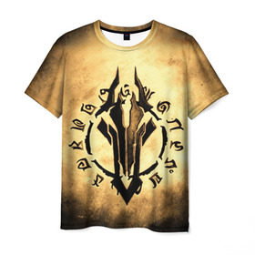 Мужская футболка 3D с принтом Darksiders LOGO в Санкт-Петербурге, 100% полиэфир | прямой крой, круглый вырез горловины, длина до линии бедер | playstation | иероглифы | логотип | эмблема. знак | ярость