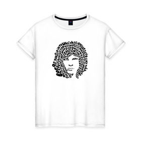 Женская футболка хлопок с принтом Jim Morrison в Санкт-Петербурге, 100% хлопок | прямой крой, круглый вырез горловины, длина до линии бедер, слегка спущенное плечо | jim morrison | the cristal ship | the doors | джим моррисон | доорз