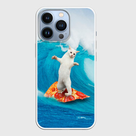 Чехол для iPhone 13 Pro с принтом Кот Серфер в Санкт-Петербурге,  |  | cat | fast | fastfood | food | meme | party | pizza | sea | serf | wave | вечеринка | волна | еда | кошак | кошка | мем | море | пицца | серф | фастфуд