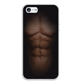 Чехол для iPhone 5/5S матовый с принтом Сетка в Санкт-Петербурге, Силикон | Область печати: задняя сторона чехла, без боковых панелей | атлет | грудь | качёк | клетка | кубики | мужик | мышцы | парень | пресс | прозрачный | спорт | тело | торс | фигура