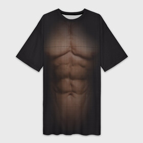 Платье-футболка 3D с принтом Сетка в Санкт-Петербурге,  |  | атлет | грудь | качёк | клетка | кубики | мужик | мышцы | парень | пресс | прозрачный | спорт | тело | торс | фигура