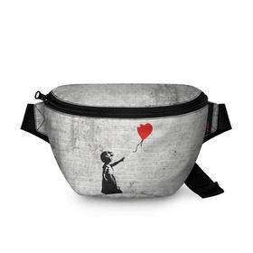 Поясная сумка 3D с принтом Бэнкси: Девочка с Шаром в Санкт-Петербурге, 100% полиэстер | плотная ткань, ремень с регулируемой длиной, внутри несколько карманов для мелочей, основное отделение и карман с обратной стороны сумки застегиваются на молнию | art | balloon | banksy | culture | girl | graffity | heart | hearts | red | арт | бэнкси | граффити | девочка | девочка с шаром | красный | красным | культура | сердечки | сердечко | сердце | стрит | шар | шарик | шариком