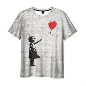 Мужская футболка 3D с принтом Бэнкси: Девочка с Шаром в Санкт-Петербурге, 100% полиэфир | прямой крой, круглый вырез горловины, длина до линии бедер | art | balloon | banksy | culture | girl | graffity | heart | hearts | red | арт | бэнкси | граффити | девочка | девочка с шаром | красный | красным | культура | сердечки | сердечко | сердце | стрит | шар | шарик | шариком