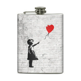 Фляга с принтом Бэнкси: Девочка с Шаром в Санкт-Петербурге, металлический корпус | емкость 0,22 л, размер 125 х 94 мм. Виниловая наклейка запечатывается полностью | art | balloon | banksy | culture | girl | graffity | heart | hearts | red | арт | бэнкси | граффити | девочка | девочка с шаром | красный | красным | культура | сердечки | сердечко | сердце | стрит | шар | шарик | шариком