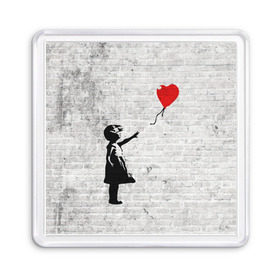 Магнит 55*55 с принтом Бэнкси Девочка с Шаром в Санкт-Петербурге, Пластик | Размер: 65*65 мм; Размер печати: 55*55 мм | Тематика изображения на принте: art | balloon | banksy | culture | girl | graffity | heart | hearts | red | арт | бэнкси | граффити | девочка | девочка с шаром | красный | красным | культура | сердечки | сердечко | сердце | стрит | шар | шарик | шариком