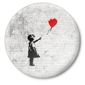 Значок с принтом Бэнкси: Девочка с Шаром в Санкт-Петербурге,  металл | круглая форма, металлическая застежка в виде булавки | art | balloon | banksy | culture | girl | graffity | heart | hearts | red | арт | бэнкси | граффити | девочка | девочка с шаром | красный | красным | культура | сердечки | сердечко | сердце | стрит | шар | шарик | шариком