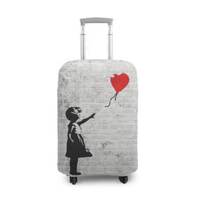 Чехол для чемодана 3D с принтом Бэнкси: Девочка с Шаром в Санкт-Петербурге, 86% полиэфир, 14% спандекс | двустороннее нанесение принта, прорези для ручек и колес | art | balloon | banksy | culture | girl | graffity | heart | hearts | red | арт | бэнкси | граффити | девочка | девочка с шаром | красный | красным | культура | сердечки | сердечко | сердце | стрит | шар | шарик | шариком