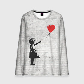 Мужской лонгслив 3D с принтом Бэнкси: Девочка с Шаром в Санкт-Петербурге, 100% полиэстер | длинные рукава, круглый вырез горловины, полуприлегающий силуэт | art | balloon | banksy | culture | girl | graffity | heart | hearts | red | арт | бэнкси | граффити | девочка | девочка с шаром | красный | красным | культура | сердечки | сердечко | сердце | стрит | шар | шарик | шариком