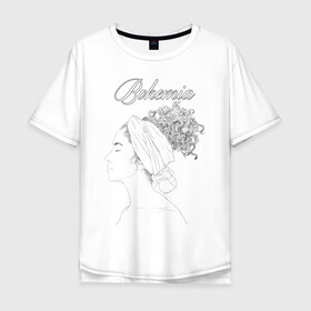 Мужская футболка хлопок Oversize с принтом Богема в Санкт-Петербурге, 100% хлопок | свободный крой, круглый ворот, “спинка” длиннее передней части | афро | грация | девушка | красота | мулатка