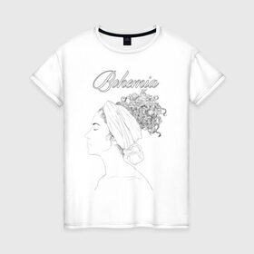 Женская футболка хлопок с принтом Богема в Санкт-Петербурге, 100% хлопок | прямой крой, круглый вырез горловины, длина до линии бедер, слегка спущенное плечо | афро | грация | девушка | красота | мулатка