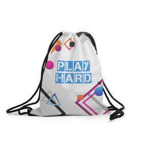 Рюкзак-мешок 3D с принтом Play hard в Санкт-Петербурге, 100% полиэстер | плотность ткани — 200 г/м2, размер — 35 х 45 см; лямки — толстые шнурки, застежка на шнуровке, без карманов и подкладки | 
