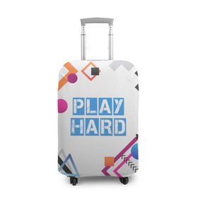 Чехол для чемодана 3D с принтом Play hard в Санкт-Петербурге, 86% полиэфир, 14% спандекс | двустороннее нанесение принта, прорези для ручек и колес | 