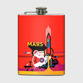 Фляга с принтом Марс в Санкт-Петербурге, металлический корпус | емкость 0,22 л, размер 125 х 94 мм. Виниловая наклейка запечатывается полностью | space | илон | илон маск | колонизация | космос | марс | маск | наука | полет | ракета