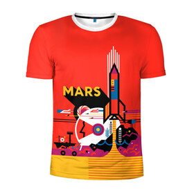 Мужская футболка 3D спортивная с принтом Марс в Санкт-Петербурге, 100% полиэстер с улучшенными характеристиками | приталенный силуэт, круглая горловина, широкие плечи, сужается к линии бедра | space | илон | илон маск | колонизация | космос | марс | маск | наука | полет | ракета