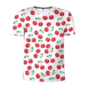 Мужская футболка 3D спортивная с принтом Вишневое настроение в Санкт-Петербурге, 100% полиэстер с улучшенными характеристиками | приталенный силуэт, круглая горловина, широкие плечи, сужается к линии бедра | весна | вишня | красный | лето | листья | ягода