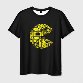 Мужская футболка 3D с принтом Pac-Man в Санкт-Петербурге, 100% полиэфир | прямой крой, круглый вырез горловины, длина до линии бедер | Тематика изображения на принте: game | gamer | gaming | nds | nintendo | pac man | ps3 | ps4 | psp | wii | xbox | аркада | джойстик | игра | игровая приставка | игры | классика игр | контроллер | пакман