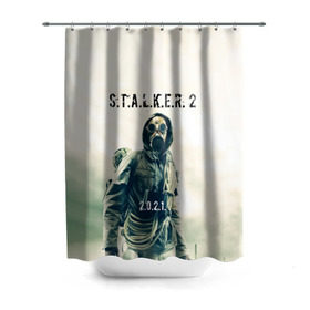 Штора 3D для ванной с принтом STALKER 2 в Санкт-Петербурге, 100% полиэстер | плотность материала — 100 г/м2. Стандартный размер — 146 см х 180 см. По верхнему краю — пластиковые люверсы для креплений. В комплекте 10 пластиковых колец | 2021 | 2033 | fallout | game | games | metro | monsters | nuclear | radiation | stalker | two | zone | аномалии | аномалия | два | зона | игра | игры | метро | монстры | радиация | россия | сталкер | украина | фоллаут | чернобыль