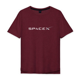 Мужская футболка хлопок Oversize с принтом SpaceX в Санкт-Петербурге, 100% хлопок | свободный крой, круглый ворот, “спинка” длиннее передней части | elon musk | spacex | илон маск | космос | спэйсикс