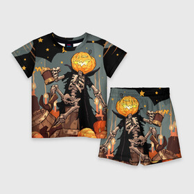 Детский костюм с шортами 3D с принтом Halloween в Санкт-Петербурге,  |  | аниме | ведьма | девушка | зомби | ирландия | кладбище | колдун | кости | кошки | летучие | луна | мертвец | мёртвые | монстры | мыши | ночь | оборотни | пауки | паутина | подарок | праздник | свет | свечи