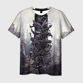 Мужская футболка 3D с принтом Dark Souls Boss Collaboration в Санкт-Петербурге, 100% полиэфир | прямой крой, круглый вырез горловины, длина до линии бедер | Тематика изображения на принте: boss | dark souls | demons | skull | демоны | кости | темные души | черепа
