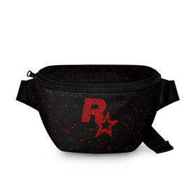 Поясная сумка 3D с принтом Rockstar в Санкт-Петербурге, 100% полиэстер | плотная ткань, ремень с регулируемой длиной, внутри несколько карманов для мелочей, основное отделение и карман с обратной стороны сумки застегиваются на молнию | auto | dead | grand | gta | gta5 | rdr | red | redemption | rockstar | theft | рокстар