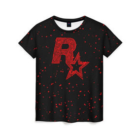 Женская футболка 3D с принтом Rockstar в Санкт-Петербурге, 100% полиэфир ( синтетическое хлопкоподобное полотно) | прямой крой, круглый вырез горловины, длина до линии бедер | auto | dead | grand | gta | gta5 | rdr | red | redemption | rockstar | theft | рокстар