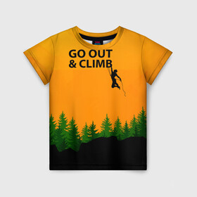 Детская футболка 3D с принтом Альпинизм в Санкт-Петербурге, 100% гипоаллергенный полиэфир | прямой крой, круглый вырез горловины, длина до линии бедер, чуть спущенное плечо, ткань немного тянется | adrenaline | adventure | extreme | hiking | mountaineering | mountains | rockclimbing | rocks | адреналин | альпинизм | горы | скалолазание | скалы | туризм | экстрим